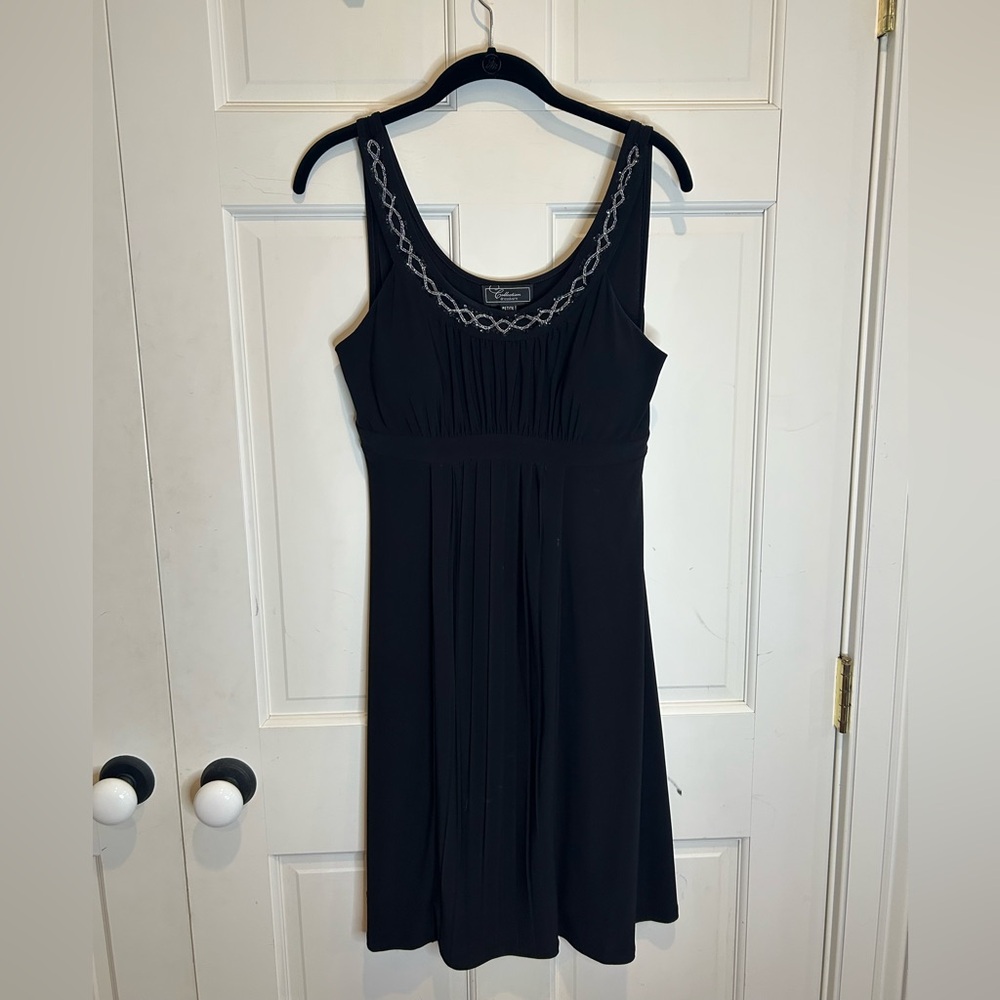 Dressbarn Collection Black Dress with Beaded Neckline